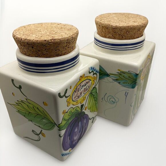 Vintage Italian Ceramic Canisters D'Arna Perugia With Cork Lids Set Of 4 - Picture 11 of 15